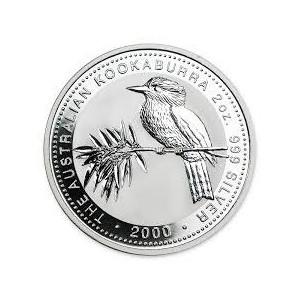 Australian Kookaburra 2000 Silver Coin, 2 oz - reverse.