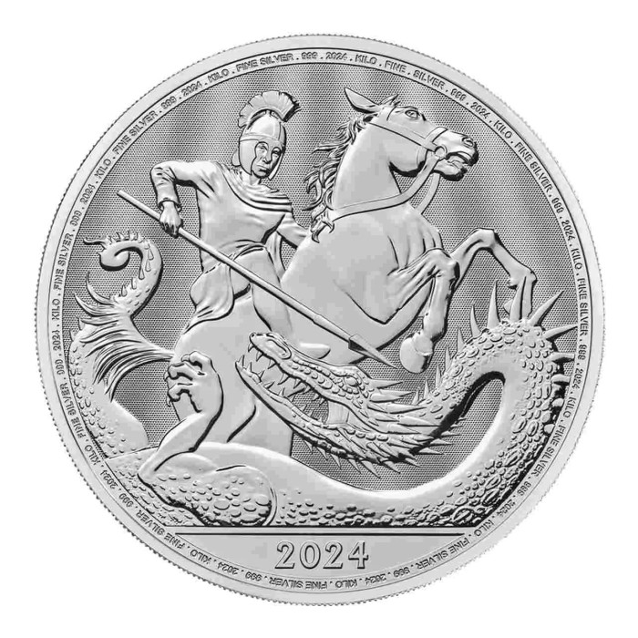 St. Georg und Drache 2024 Silbermünze, 1 Unze - Rückseite St. Georg und Drache 2024 Silbermünze, 1 Unze - Rückseite