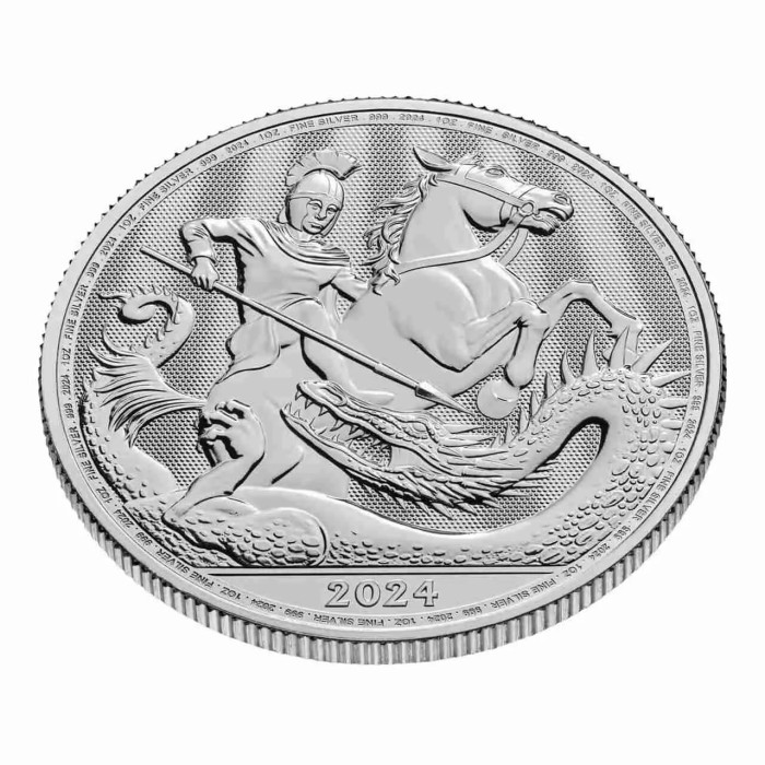 Srebrna Moneta St. Georg und Drache 2024, 1 uncja - Rand 2 Srebrna Moneta St. Georg und Drache 2024, 1 uncja - Rand 2