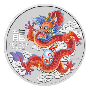 Silver Lunar III Year of the Dragon Red 2024 Coin, 1 oz (coin-card) - reverse side Silver Lunar III Year of the Dragon Red 2024 Coin, 1 oz (coin-card) - reverse side