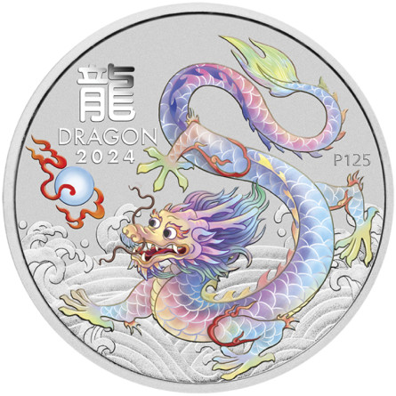 Silber Lunar III Jahr des Drachen Weiß 2024 Münze, 1 Unze - reewers