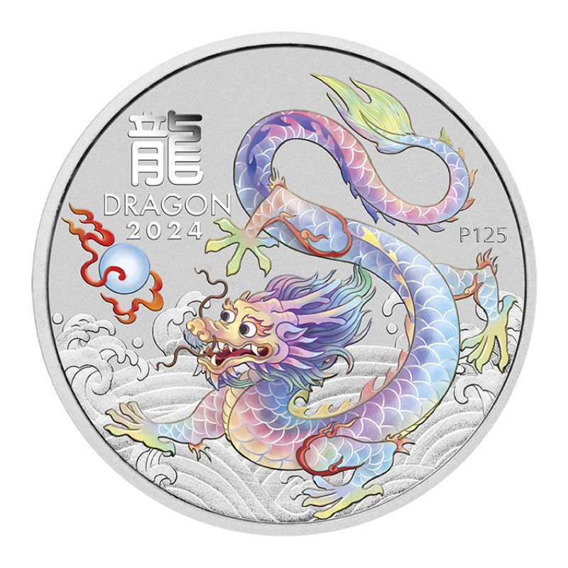 Silver Lunar III Year of the Dragon White 2024 Coin, 1 oz - reewers
