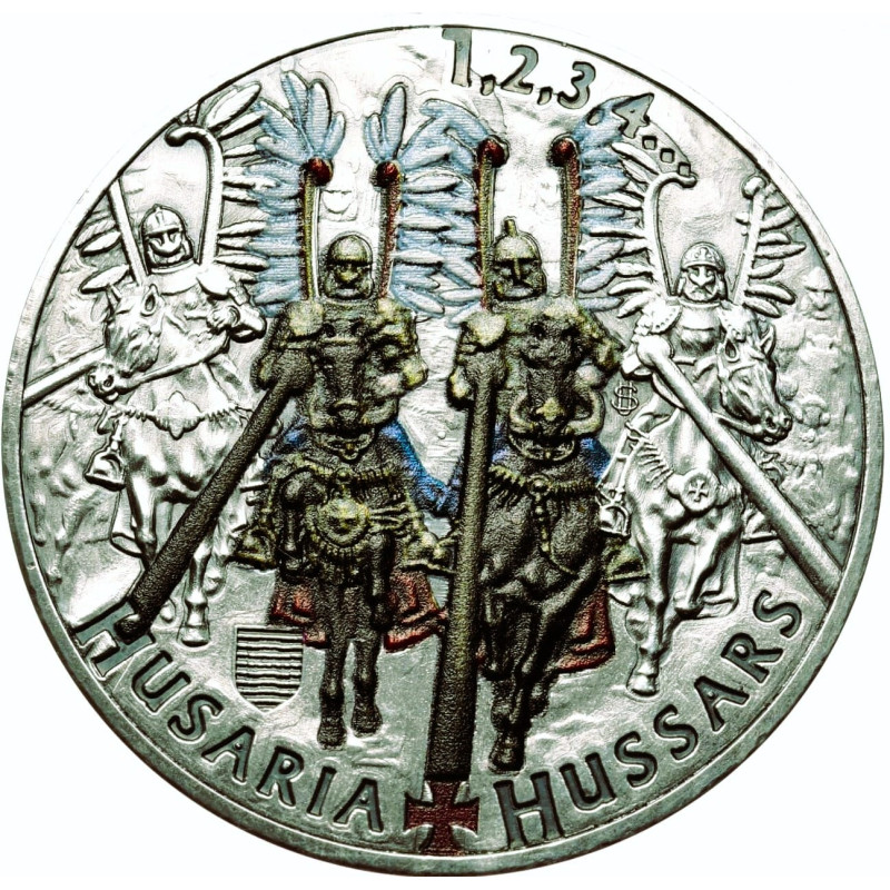 Silberhusaren BU Farbmedaille, 1 oz - Rückseite