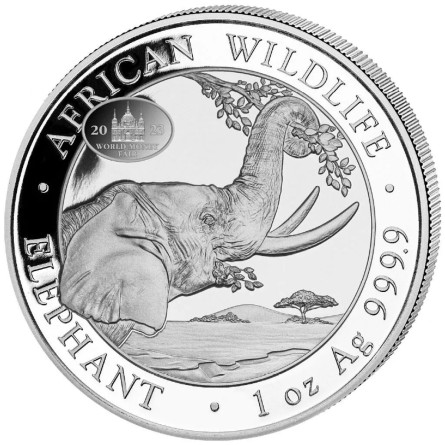 WMF Somalischer Elefant 2023 Silbermünze, 1 Unze - Rückseite