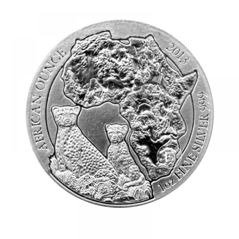 Silver African Ounce Coin: Cheetah 2013, 1 ounce - reverse side Silver African Ounce Coin: Cheetah 2013, 1 ounce - reverse side