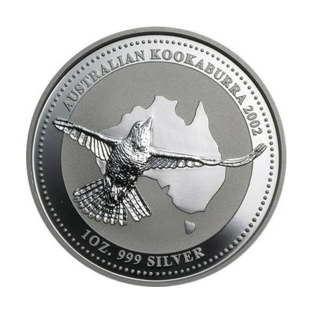 Australischer Kookaburra 2002 Silbermünze, 1 Unze - Rückseite Australischer Kookaburra 2002 Silbermünze, 1 Unze - Rückseite