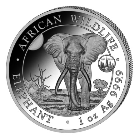 Somali Elephant 2024 ANA Silver Coin, 1 oz reverse
