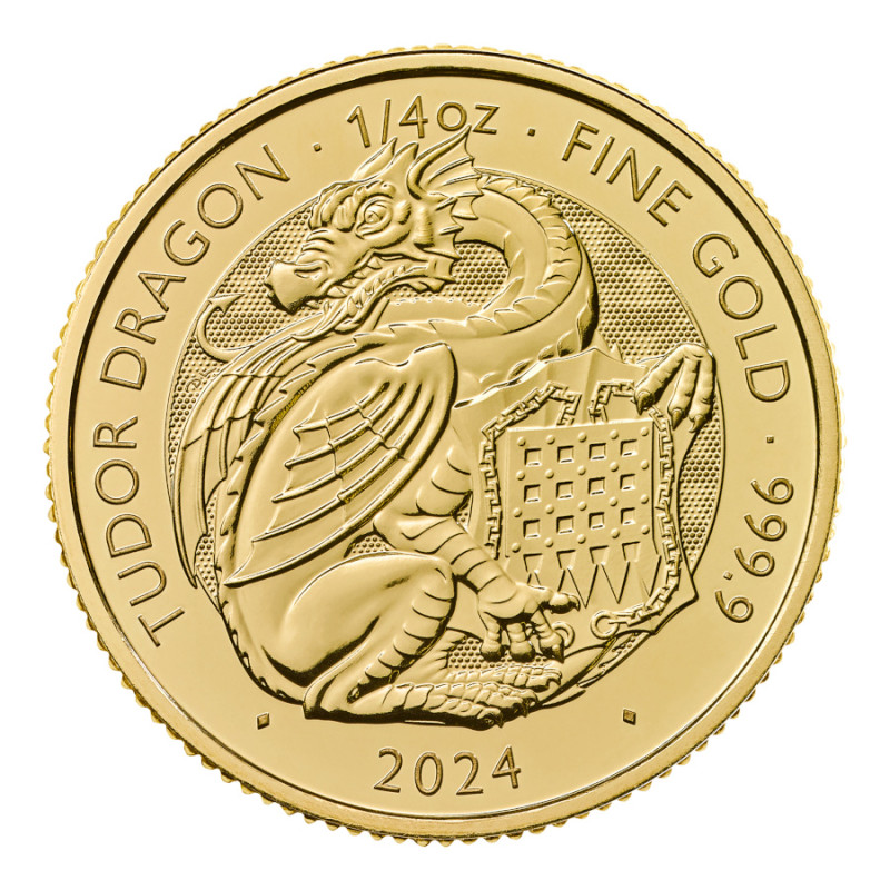 Złota Moneta Die Tudor-Bestien: Der walisische Drache 2024, 1/4 uncji - rewers