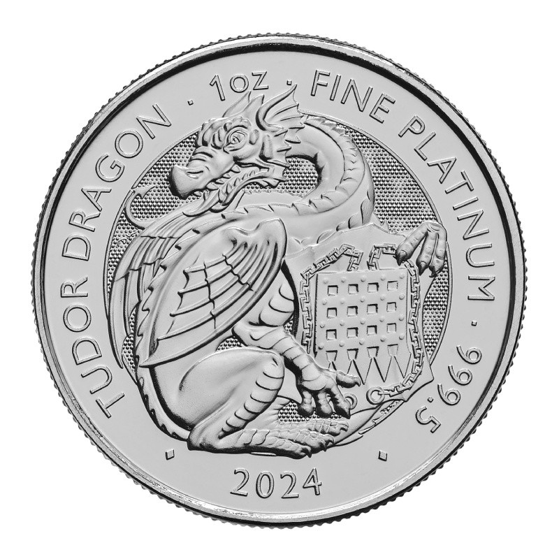 Platynowa Moneta Die Tudor-Bestien: Der walisische Drache 2024, 1 uncja - rewers