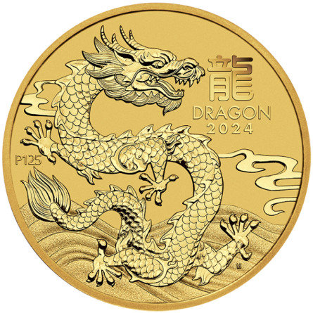 Goldmünze Lunar III Jahr des Drachen 2024, 1/20 oz.