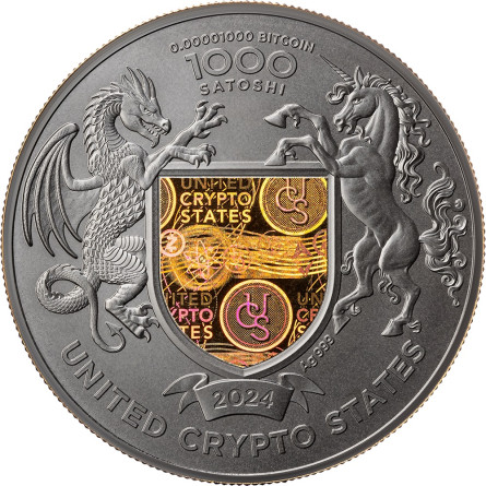 Srebrna Moneta United Crypto States: The Land of Freedom - Ukraine, 2024, 1 uncja - rewers