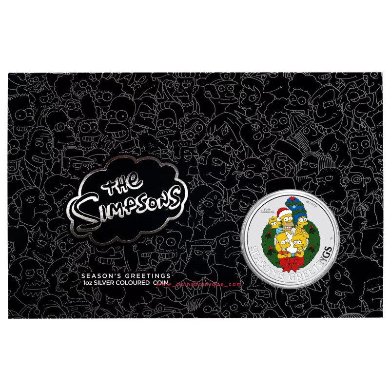 Srebrna Moneta The Simpsons: Season's Greetings 2022 (kolor-card), 1 uncja - front Srebrna Moneta The Simpsons: Season's Greetings 2022 (kolor-card), 1 uncja - front
