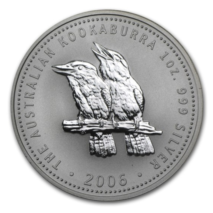 Australischer Kookaburra 2006 Silbermünze, 1 Unze - Rückseite Australischer Kookaburra 2006 Silbermünze, 1 Unze - Rückseite