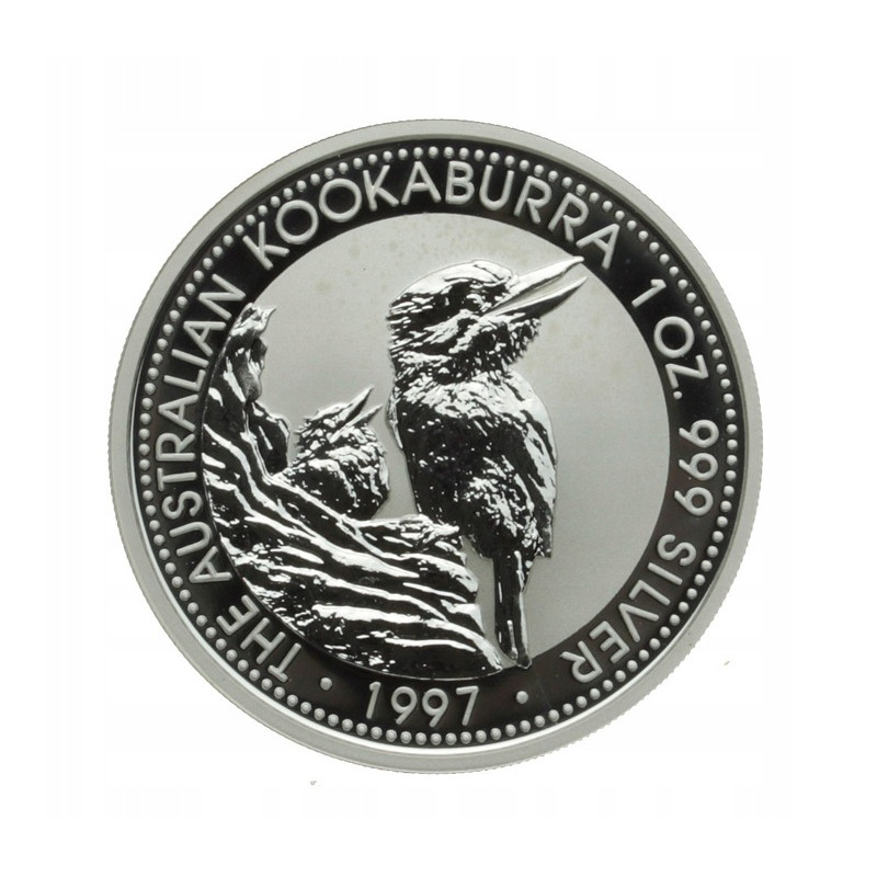 Australischer Kookaburra 1997 Silbermünze, 1 Unze - Rückseite Australischer Kookaburra 1997 Silbermünze, 1 Unze - Rückseite