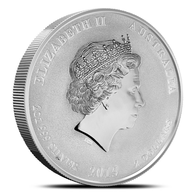 Srebrna Moneta Lunar II: Rok Kozy 2015, 2 uncje - rewers