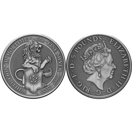 Queen's Beasts: Lion of Mortimer 2020 Antique, 2 uncje