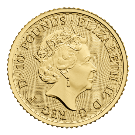 Britannia 2022 Gold Investment Coin, 1/10 ounce - reverse side