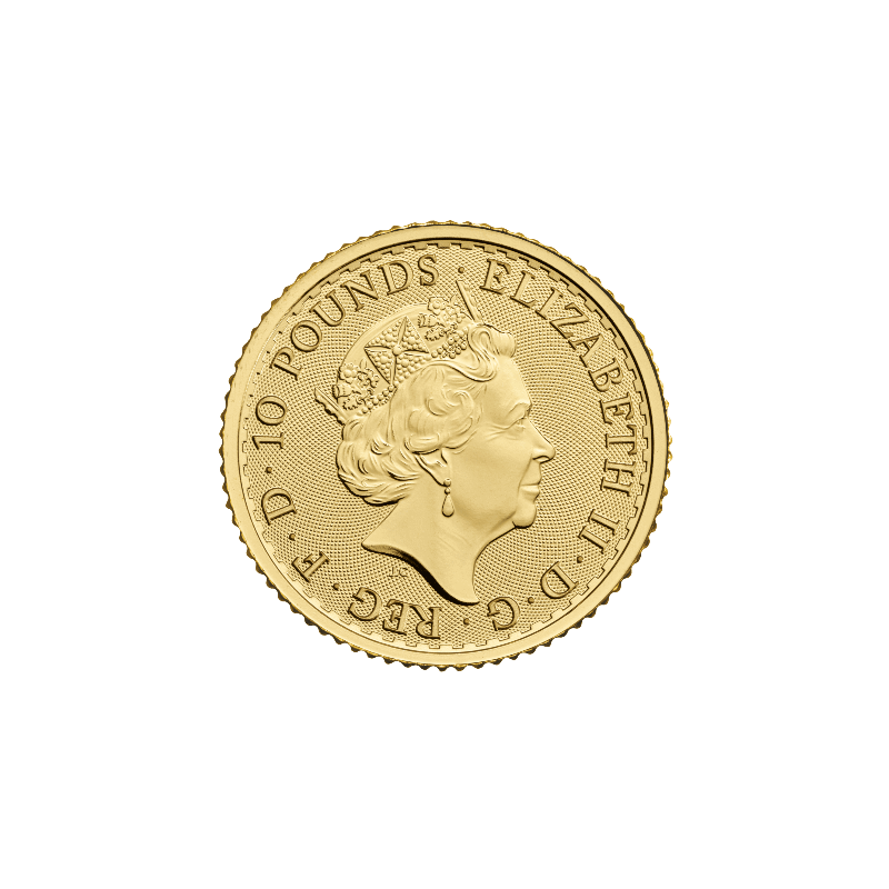 Britannia 2022 Gold-Anlagemünze, 1/10 Unze - Vorderseite