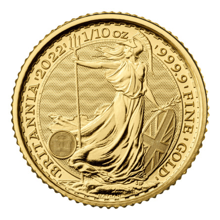 Britannia 2022 Gold Investment Coin, 1/10 ounce - reverse side