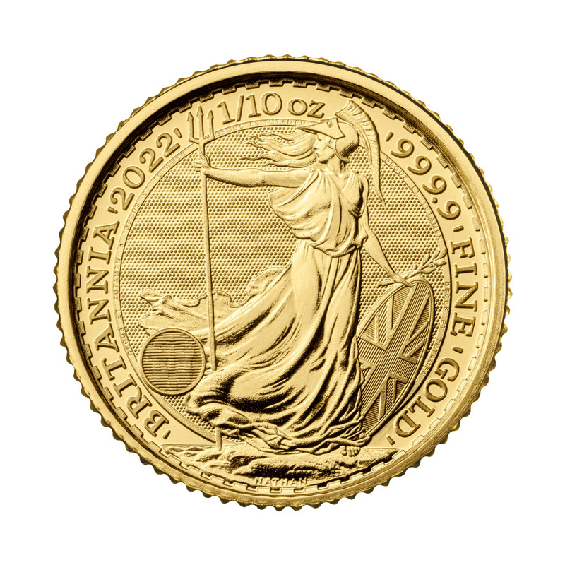 Britannia 2022 Gold-Anlagemünze, 1/10 oz - Rückseite