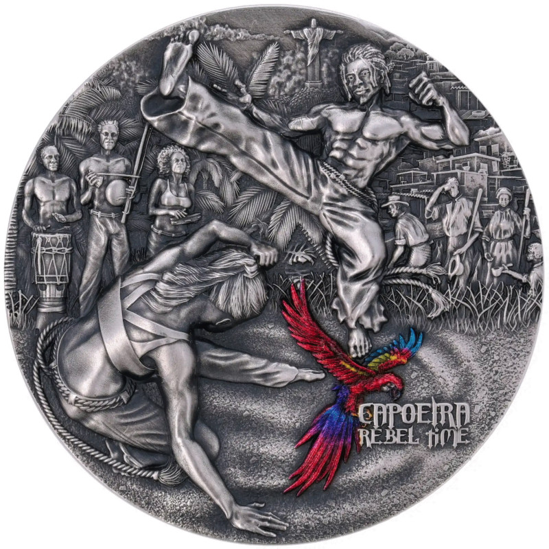 Срібна монета часу повстанців: Капоейра 2023, 2 унції - реверс