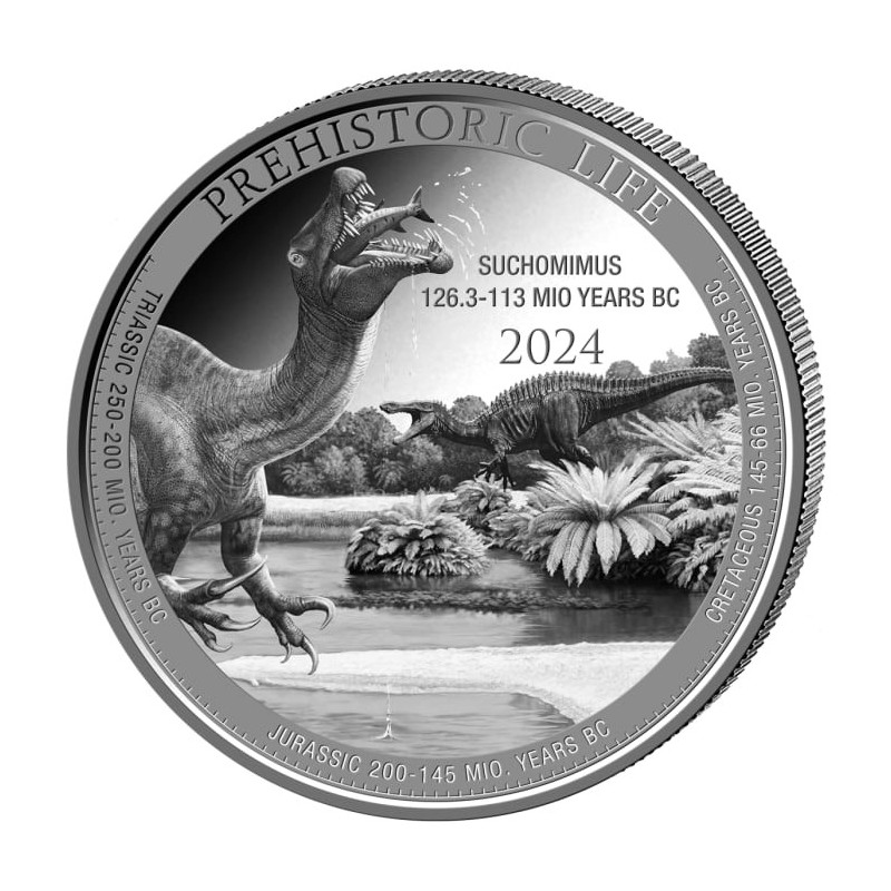 Prähistorisches Leben II Silbermünze: Sukhomimus 2024, 1 oz. reverse Prähistorisches Leben II Silbermünze: Sukhomimus 2024, 1 oz. reverse