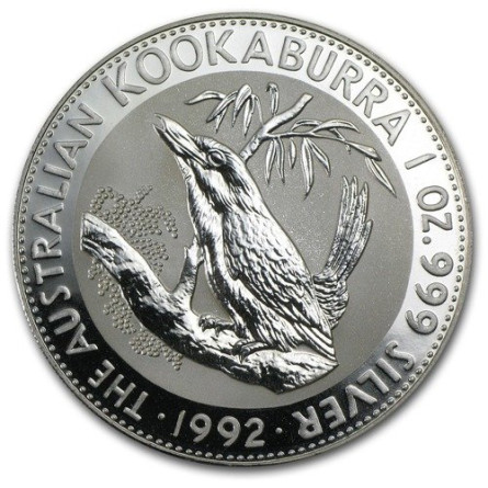 1992 Australischer Kookaburra Silbermünze, 1 Unze - Rückseite