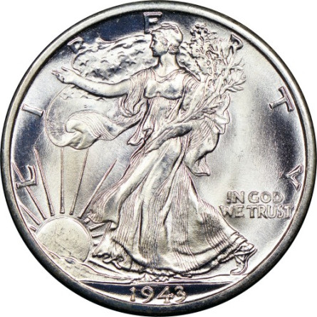 Срібна монета 1/2 долара США "Крокуюча свобода" 1916-1947, 12,5 г - реверс