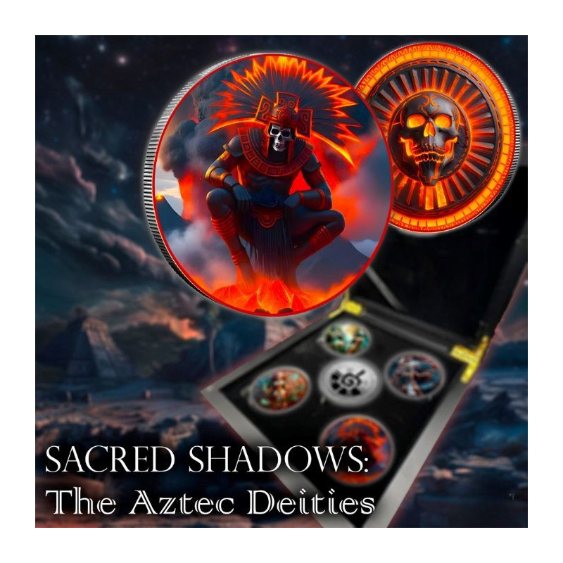 Silbermedaille Aztec Gott des Todes Farbe, 1 oz. Silbermedaille Aztec Gott des Todes Farbe, 1 oz.