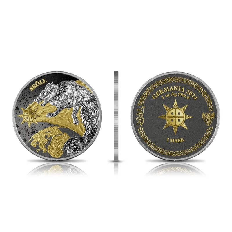 Srebrna Moneta Ragnarök: Sköll & Hati 2024 Geminus, 2x 1 uncja - Skoll