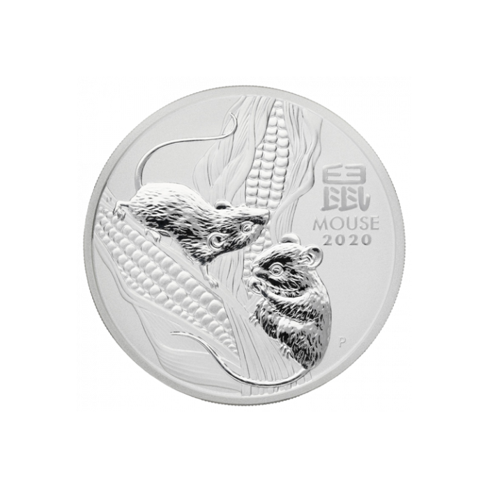 Срібна монета Lunar III: Рік миші 2020, реверс 2 унції Срібна монета Lunar III: Рік миші 2020, реверс 2 унції