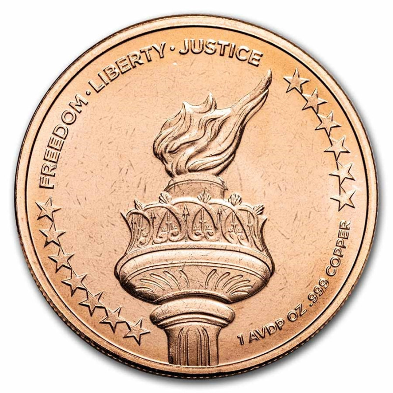 Miedziany Medal Statue of Liberty, 1 uncja - rewers