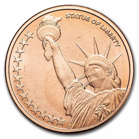 Kupfer Freiheitsstatue Medaille, 1 Unze - Vorderseite