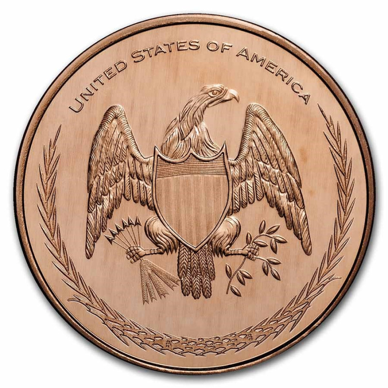 Miedziany Medal Patriotic American Flag and Vintage Eagle, 1 uncja - rewers Miedziany Medal Patriotic American Flag and Vintage Eagle, 1 uncja - rewers