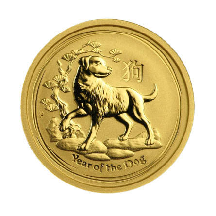 Złota Moneta Lunar II Year of the Dog 2018, 1/10 uncji - rewers