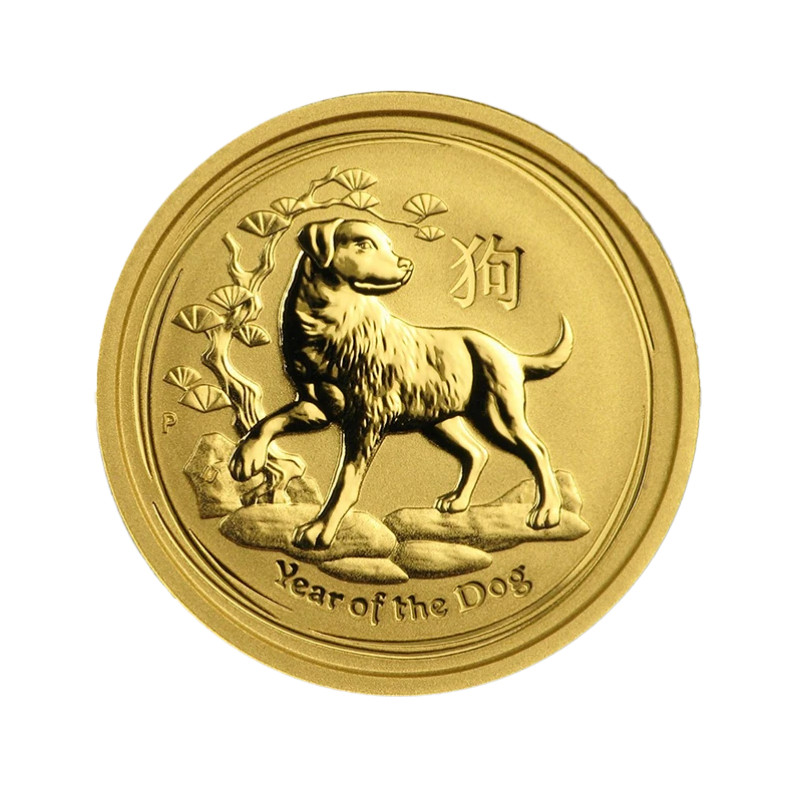 Złota Moneta Lunar II Year of the Dog 2018, 1/10 uncji - rewers