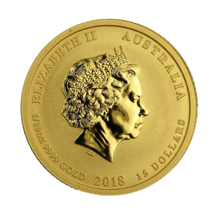 Złota Moneta Lunar II Year of the Dog 2018, 1/10 uncji - rewers