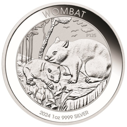 Australischer Wombat 2024 Silbermünze, 1 Unze - Rückseite