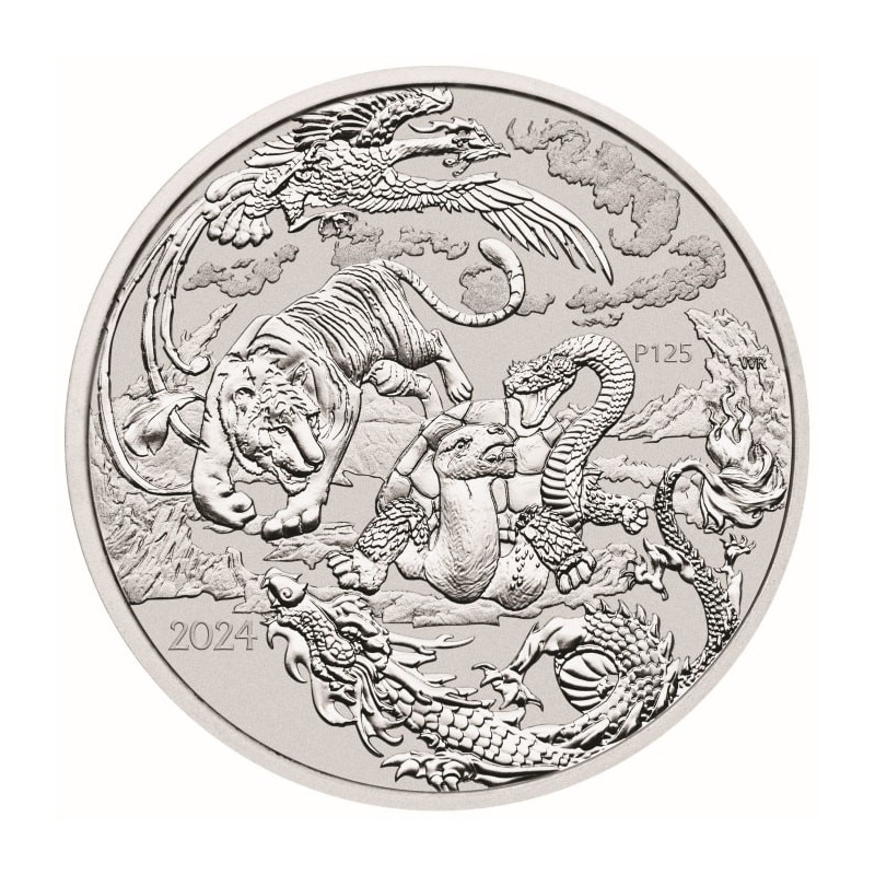 Srebrna Moneta Chinese Myths: Four Guardians 2024,1 uncja - rewers
