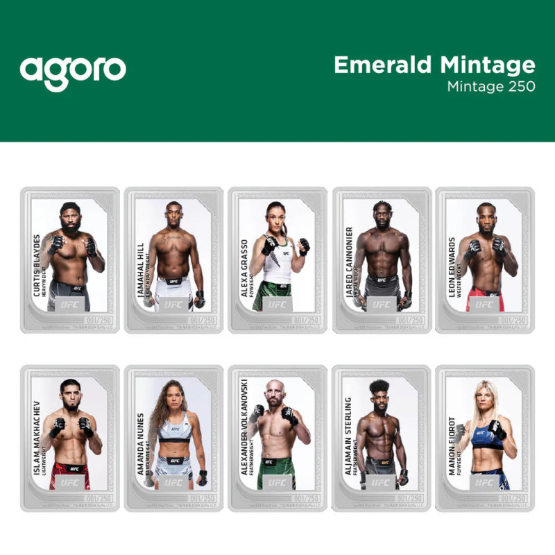 Zestaw Srebrnych Sztabko-Monet Trading Coins – UFC 2024, 2x1 uncja - emerald