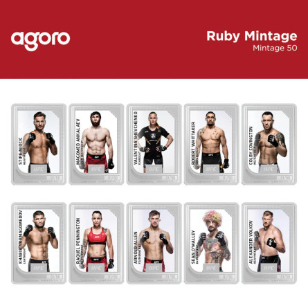 Zestaw Srebrnych Sztabko-Monet Trading Coins – UFC 2024, 2x1 uncja - rubby