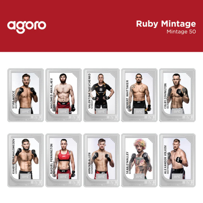 Zestaw Srebrnych Sztabko-Monet Trading Coins – UFC 2024, 2x1 uncja - rubby