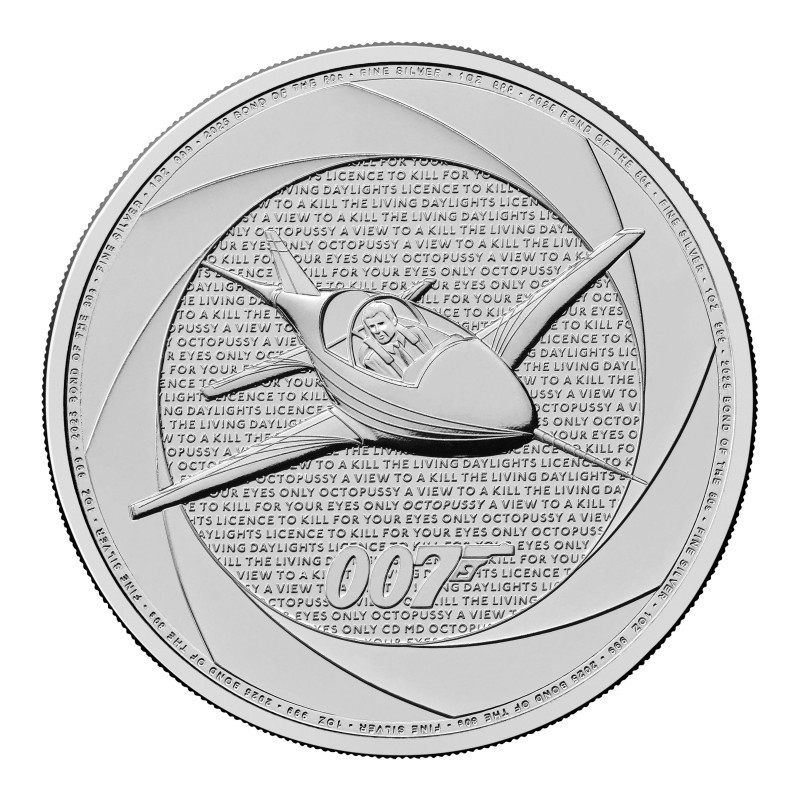 Kopie von Srebrna Moneta Six Decades Of 007: Bond Films Of The 80s 2024, 1 uncja - rewers