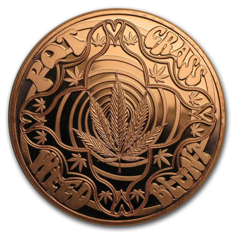 Miedziany Medal Cannabis (Good Vibes Only), 1 uncja - rewers Miedziany Medal Cannabis (Good Vibes Only), 1 uncja - rewers