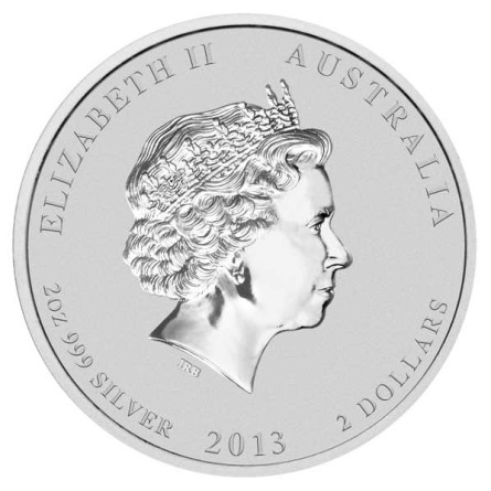 Срібна монета "Місячний II рік Змії" 2013 року, 2 унції - реверс