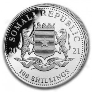 Somalijski Słoń 2021, 1 oz - rewers