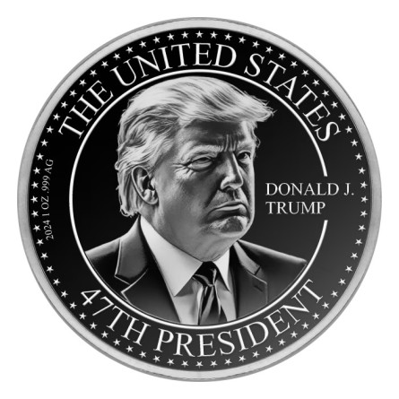 Srebrny Medaille Donald Trump zum 47. US-Präsidenten gewählt, 1 uncja - awers Srebrny Medaille Donald Trump zum 47. US-Präsidenten gewählt, 1 uncja - awers