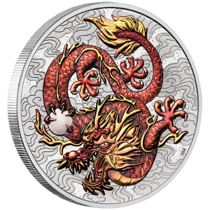 Silver Dragon 2021, 1 ounce - edge (colour) Silver Dragon 2021, 1 ounce - edge (colour)