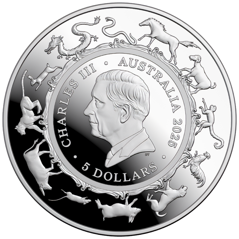 Srebrna Moneta RAM Lunar Rok Węża 2025, 1 uncja (proof) - rewers