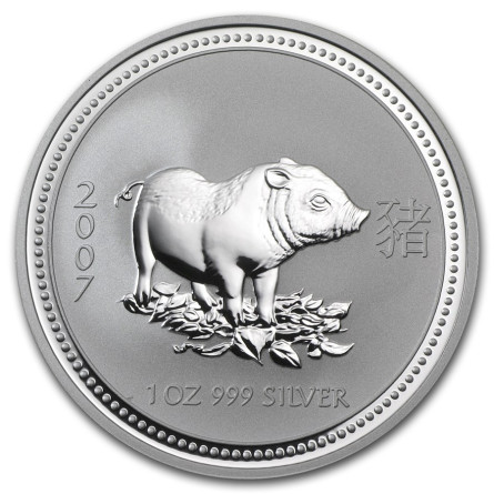 Silber Lunar I Münze: Jahr des Schweins 2007, 1 oz.